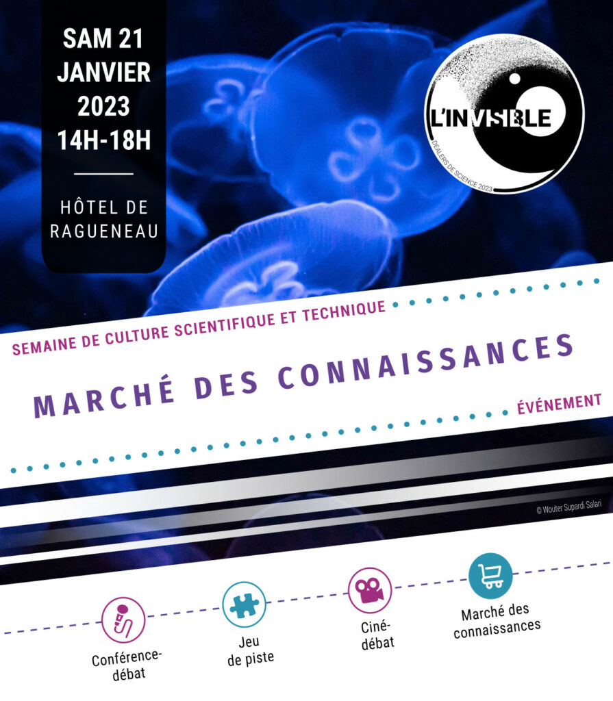 Affiche Marché des connaissances - SCS 2023 - DDS - Samedi 21 janvier 14-18h - Hôtel de Ragueneau