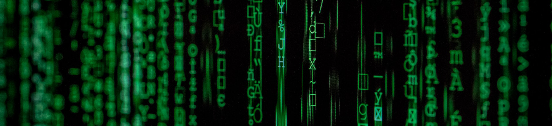 Pluie de symboles verts sur un écran noir à la Matrix.